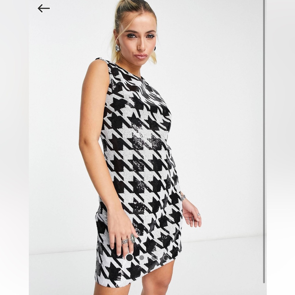 LIKE NEW ⭐️ ASOS design twisted wunder mini shift dress in houndstooth sequin